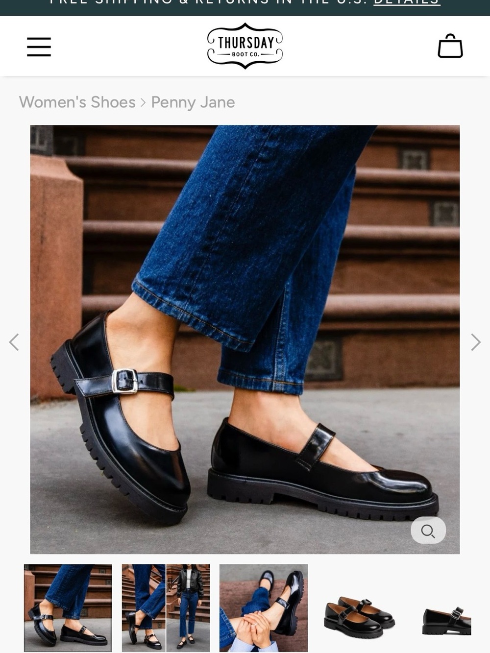 Thursday Boot Company Penny Jane Mary Janes in Black Patent